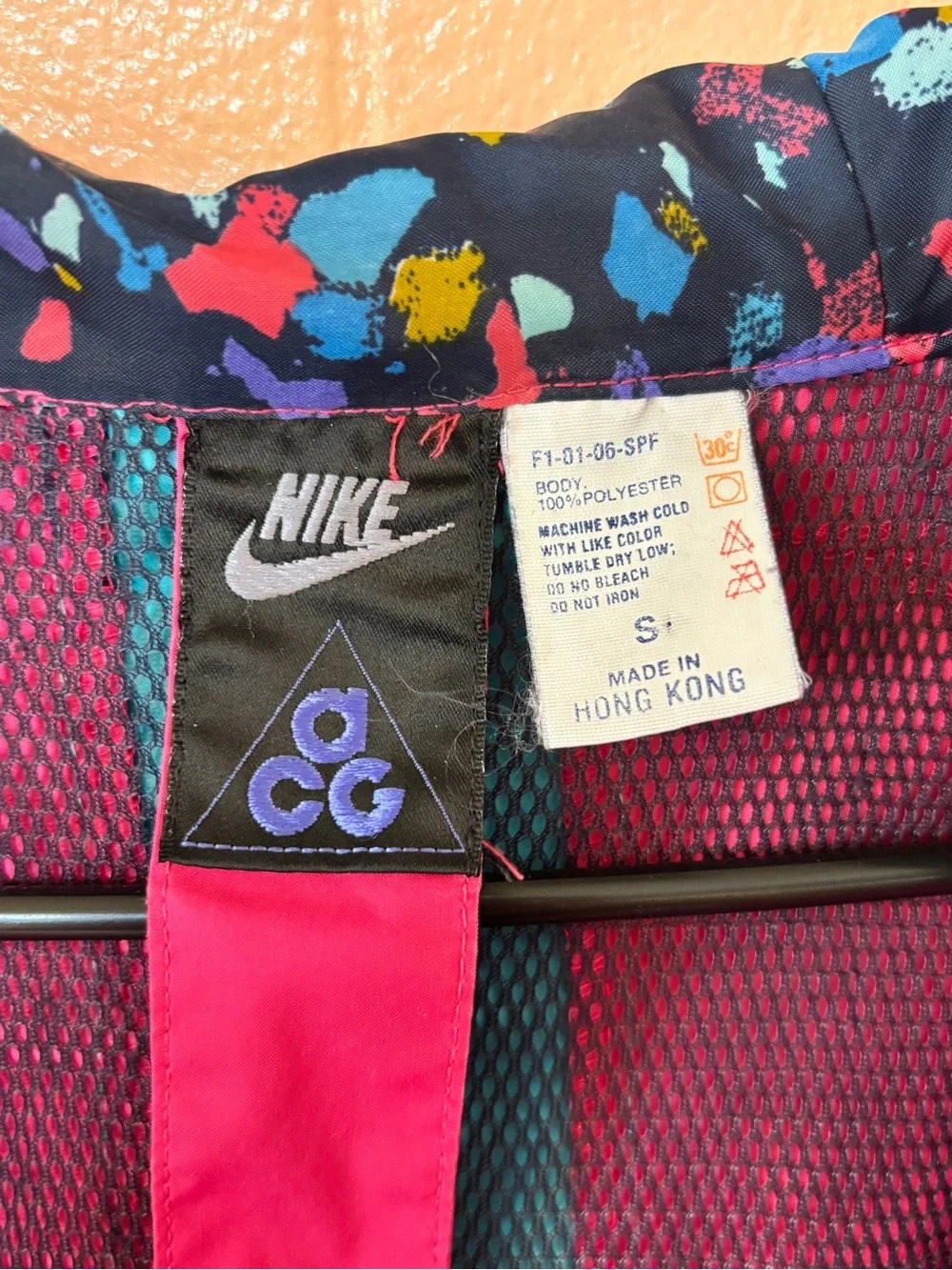 Vintage Nike ACG Mens Pink & Teal Hooded Anorak Jacket